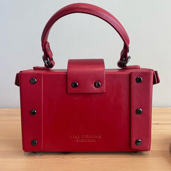 Like Dreams Agatha Mini Vegan Leather Structured Satchel Bag Red - Picture 6 of 16